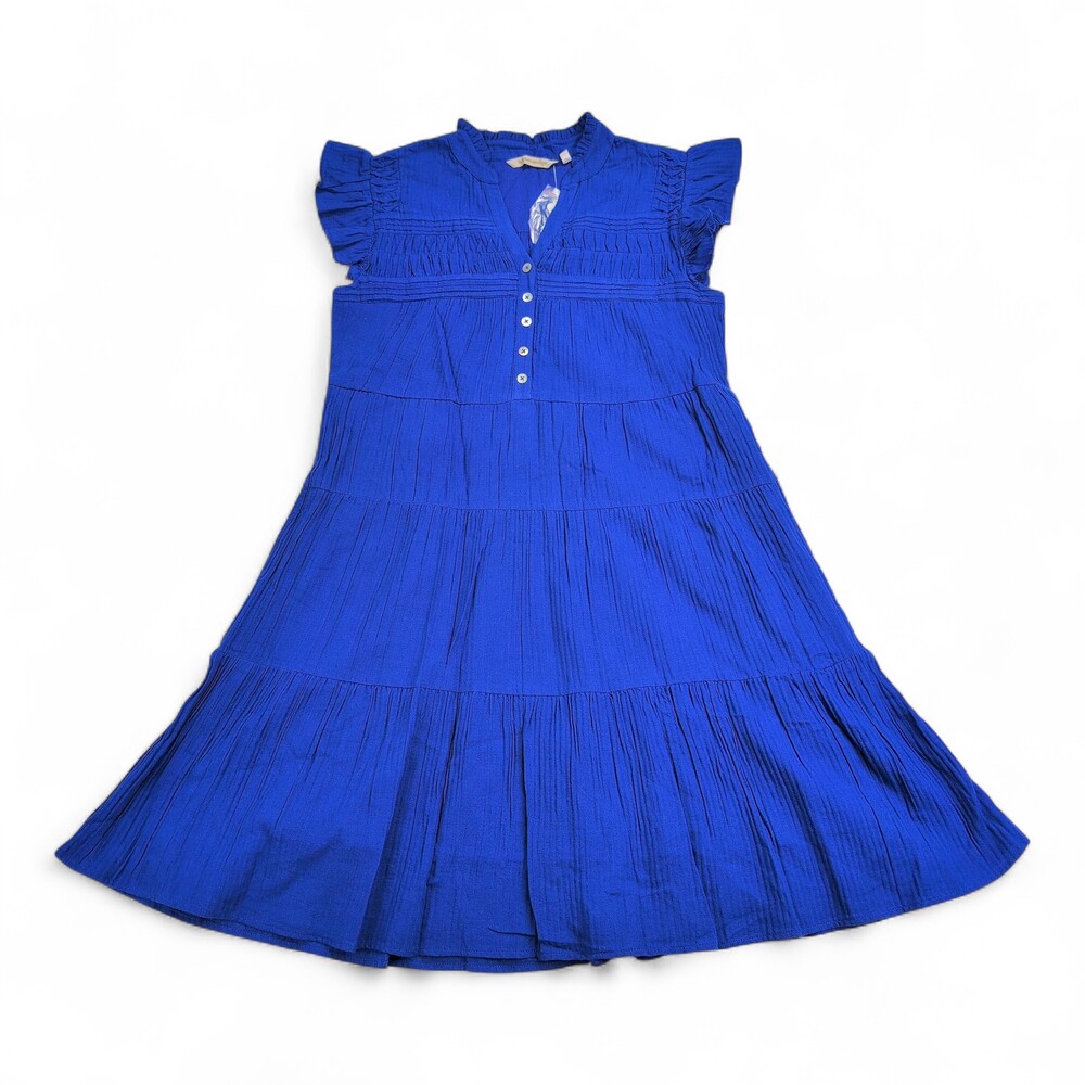 Soft Surroundings Blue Tiered Gauze Midi Dress SP Petite
